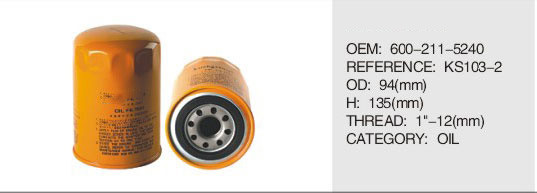 Truck Diesel engine parts oil filter for komtsu 600-211-5240