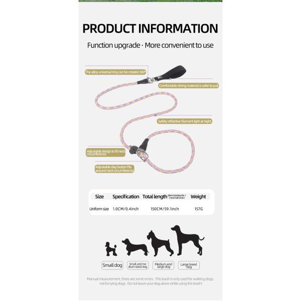 Pet Explosion-Proof P Chain Leash Dog Reflective Breathable No Hand-Tightening Integrated Dog Leash