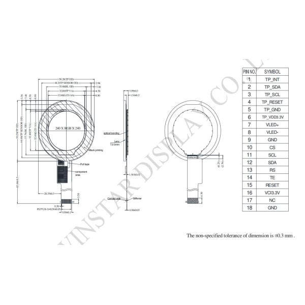 1.28'' Round Display 240*RGB*240 TFT SPI Interface LCD Module With Touch