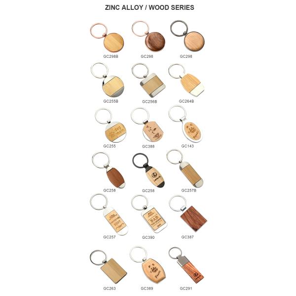 Bamboo Beechwood Wooden Engraved Keychain Sublimation Zinc Alloy Blank Keyring