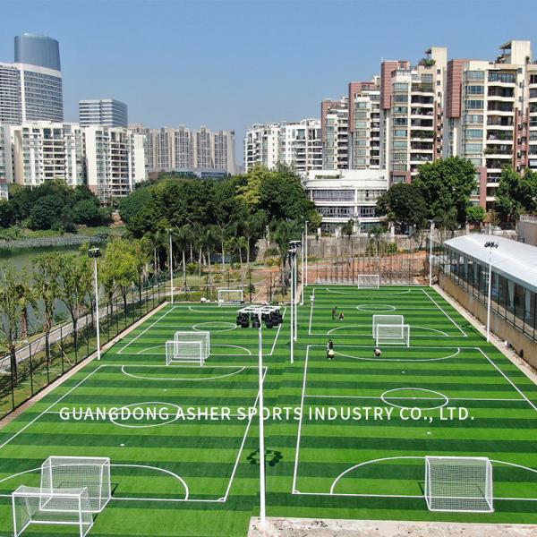 Resilient Synthetic Turf Football Field , S Shape Polyethylene Artificial Turf