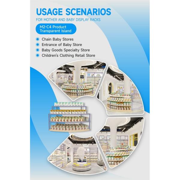 M2-C4 Robust Structure Transparent Display Island For Promotion In Maternity & Baby Store