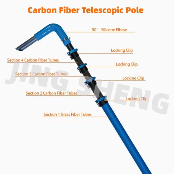 28FT Carbon Fiber High Reach Gutter Cleaning Pole Best for Industrial Use Maximum Reach with Stability 1