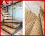 Floating Staircase VK48C Tempered Glass LED Light strip StringerBeech Tread