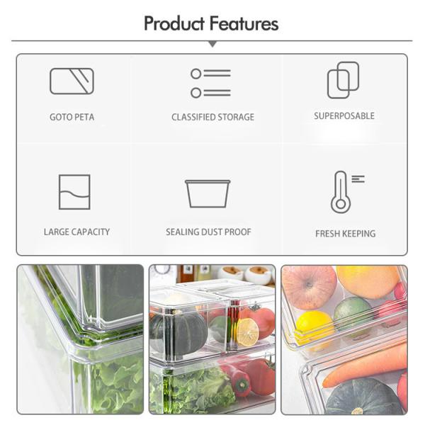 Clear Fresh Storage Stackable Plastic Fridge Organizer With Cover