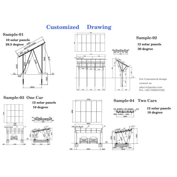 Full Assembled Solar Carport Steel Carport Shelter for House Solar Energy Bracket
