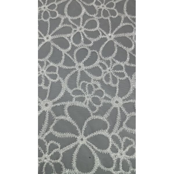 Flocked Mesh Fabric Lace Style Metallic for Gowns Breathe Party