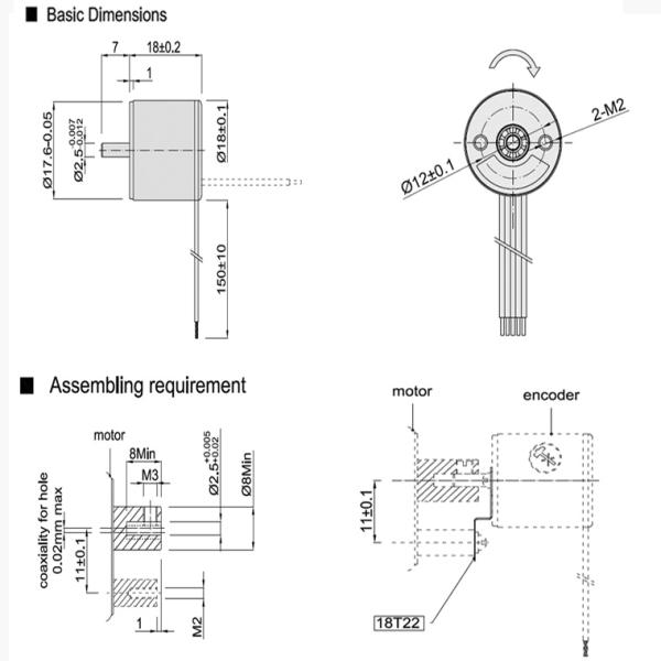 1600 Resolution S18 Miniature Rotary Encoder AB Phase NPN Output For Subminiature Motor