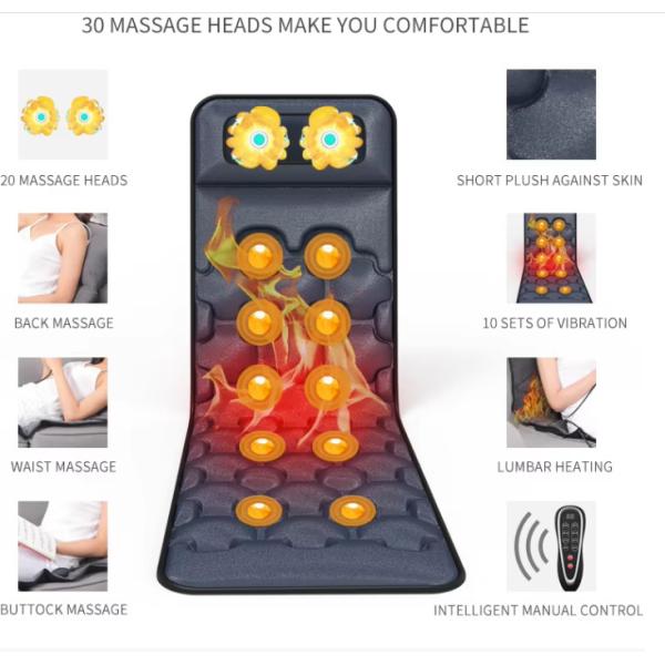 Promotes Circulation Foldable Massage Mattress 9 Massage Model With Heating