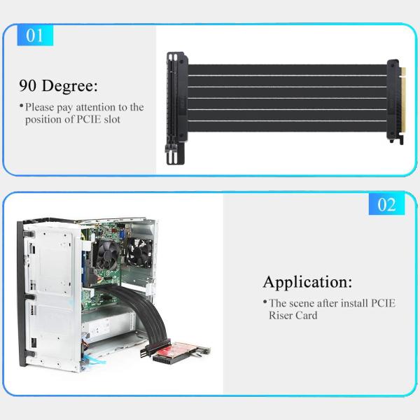 PCI Express Riser Card PCI-E 3.0 x 16 Riser Card Extender Ribbon Flexible Extension Cable 90 Degree For Graphic Cards(30cm)