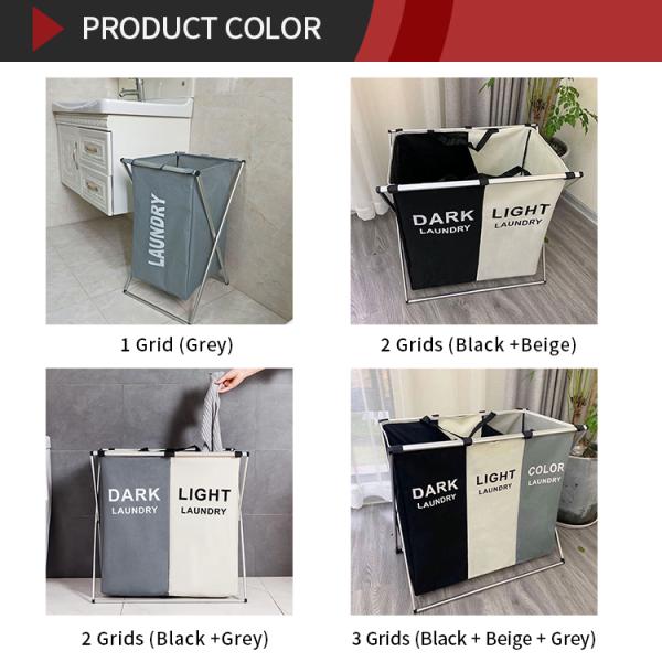 Three Bin Sortable Collapsible Laundry Hamper With Oxford Cloth Durable Eco Friendly