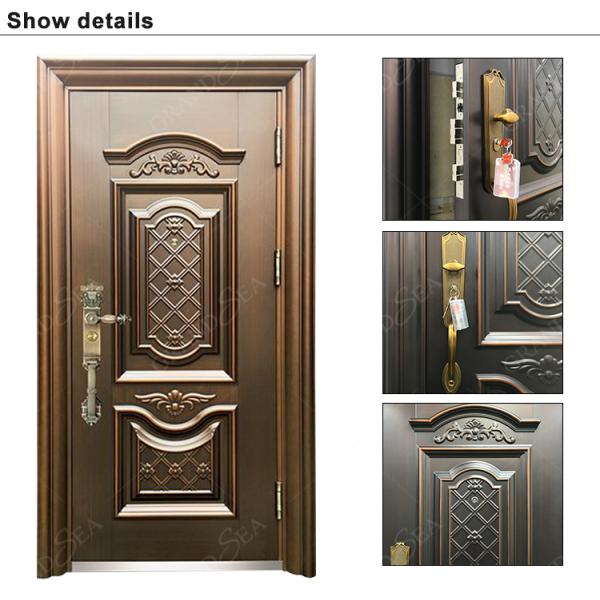 Top Grade Classical Security Stainless Steel Single Swing Entry Door External Main Front Entry Stainless Steel Security Doors