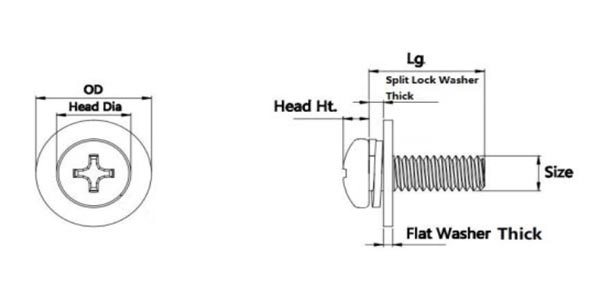 M2.5 304 Stainless Steel Pan Head Screws ODM Flat Split Lock Washer Screw DIN7982