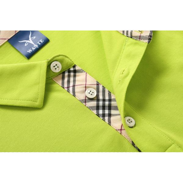 Plain Dyed Mens Polo Shirt Customized Fabric Green Breathable T Shirt