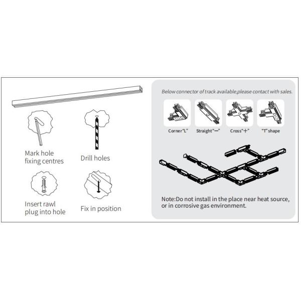 LED track light heads 10W Bridgelux LED Chip 97Ra 100LM/W 4-wire 3-phase flicker free Dimmable Black for shop