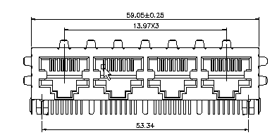 XRJK-S-04-8-8-0-905 Rj-45 8P8C 1x4 Port LPJEF123XCNL 90 Degree Shield
