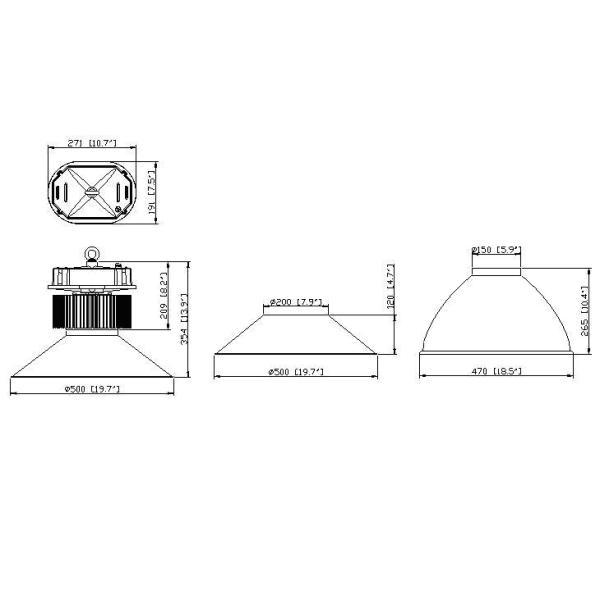 50W Ra70 Bridgelux COB LED High Bay Lighting 4400 Lumen For Factory Lighting