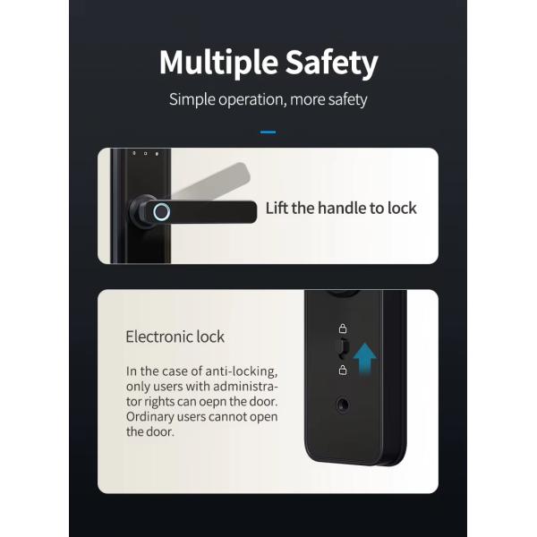 Electric Digital Door Lock Eu Standard Fingerprint Handle Door Lock Waterproof