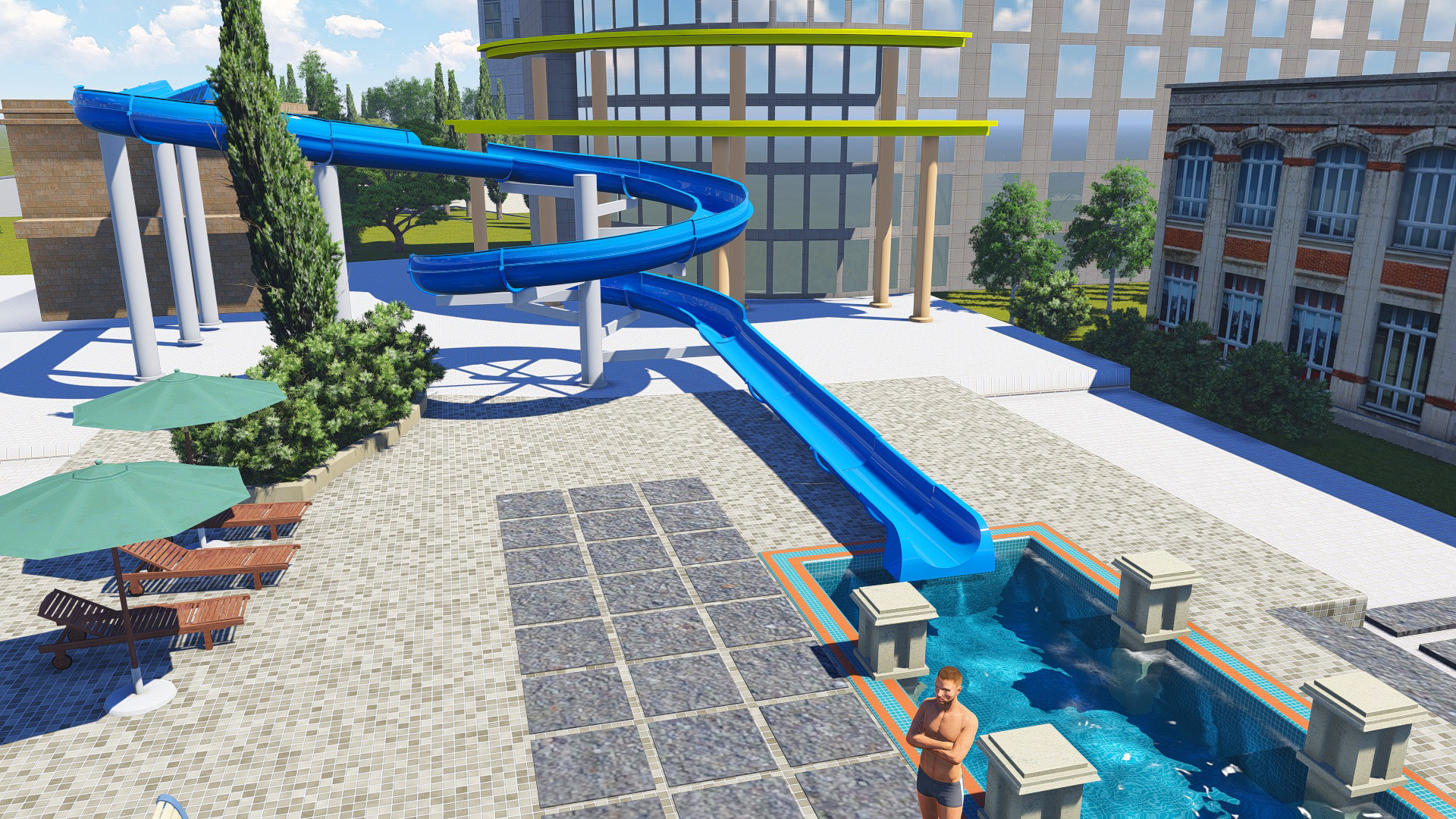 China Fiberglass Custom Water Slides Huge Adult Fast Flowing 8mm thick wholesale