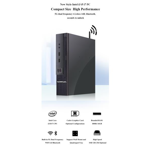 Portable Win10 Desktop Mini PC Hexa Core I3 I5 I7 16GB 512GB Graphics 630 All In One