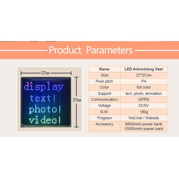 Backpack Advertising Custom LED Display P2.5 P4.75 Full Color 1000 Nits Brightness