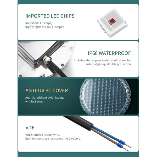 12V VDE standard wire Surface Mounted 1200LM 25W Swimming Pool LED Lights