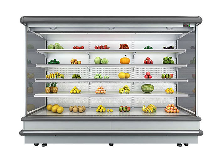 Vertical Frozen Refrigerated Display Case Upright Open Chiller With Night