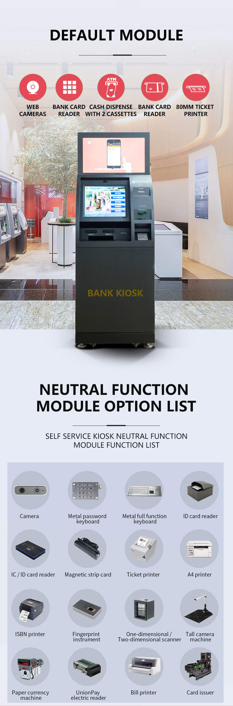Cash Deposit / acceptor Payment indoor cash machine kiosk Self Service Terminal