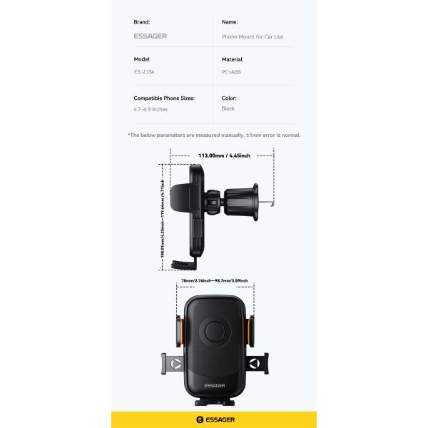 Essager ES-ZJ34 360 Flexible Adjustable Car Air Vent Mobile Phone Holder Stand