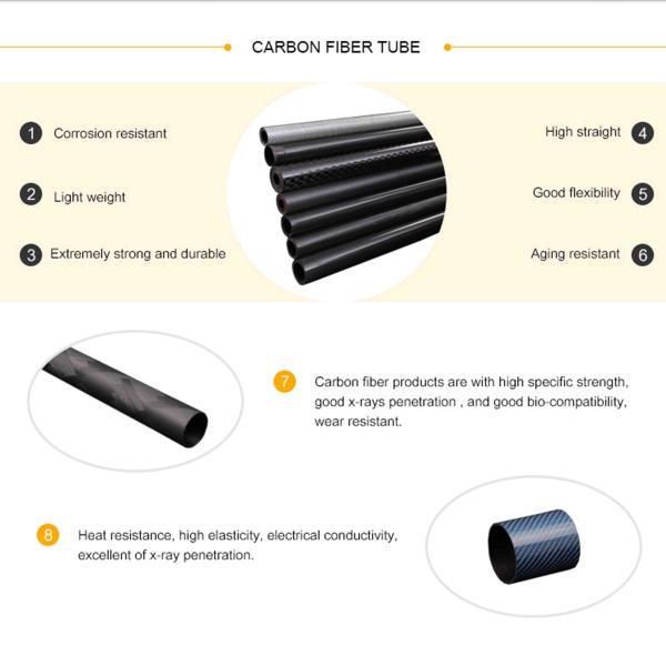 φ26.05*1235mm Carbon Tube 3K Glossy Surface for gutter cleaning OEM