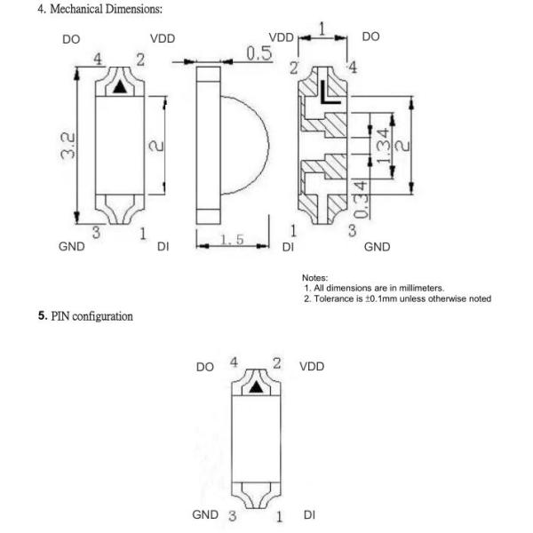 Epistar Sanan chip small size 0.2w side emitting 3210 rgb smd led