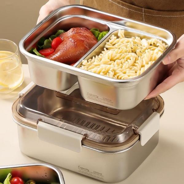 Rectangular Stainless Steel Food Storage Containers for Food Fruit Fresh Keeping Sturdy and Durable