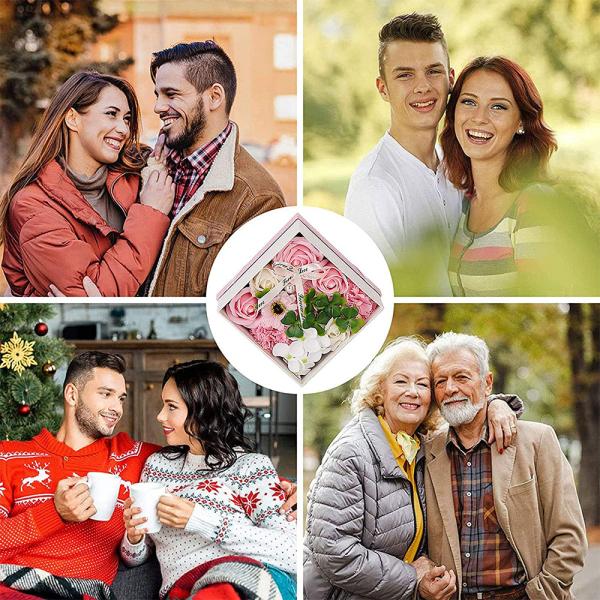 Artificial Rose Soap Flower Bouquet Boxes 14.5cm*14.5cm*7.5cm For Teachers