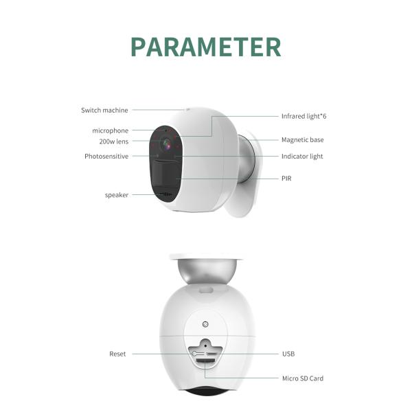 Glomarket Smart Two-Way Audio Home Camera Low Power 2MP Battery Wifi/4G Mini Video Camera