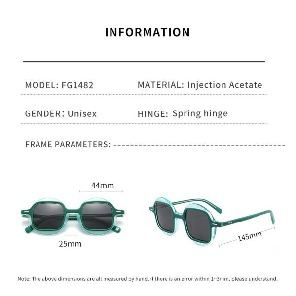 Men Acetate Frame Glasses Interchangeable Lenses Outer Circle Inner Square