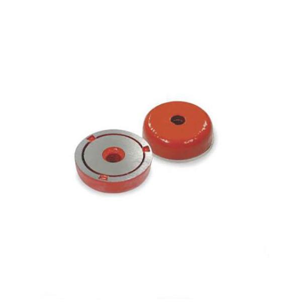Red Shallow Pot Alnico 5 Magnets With Countersunk Hole