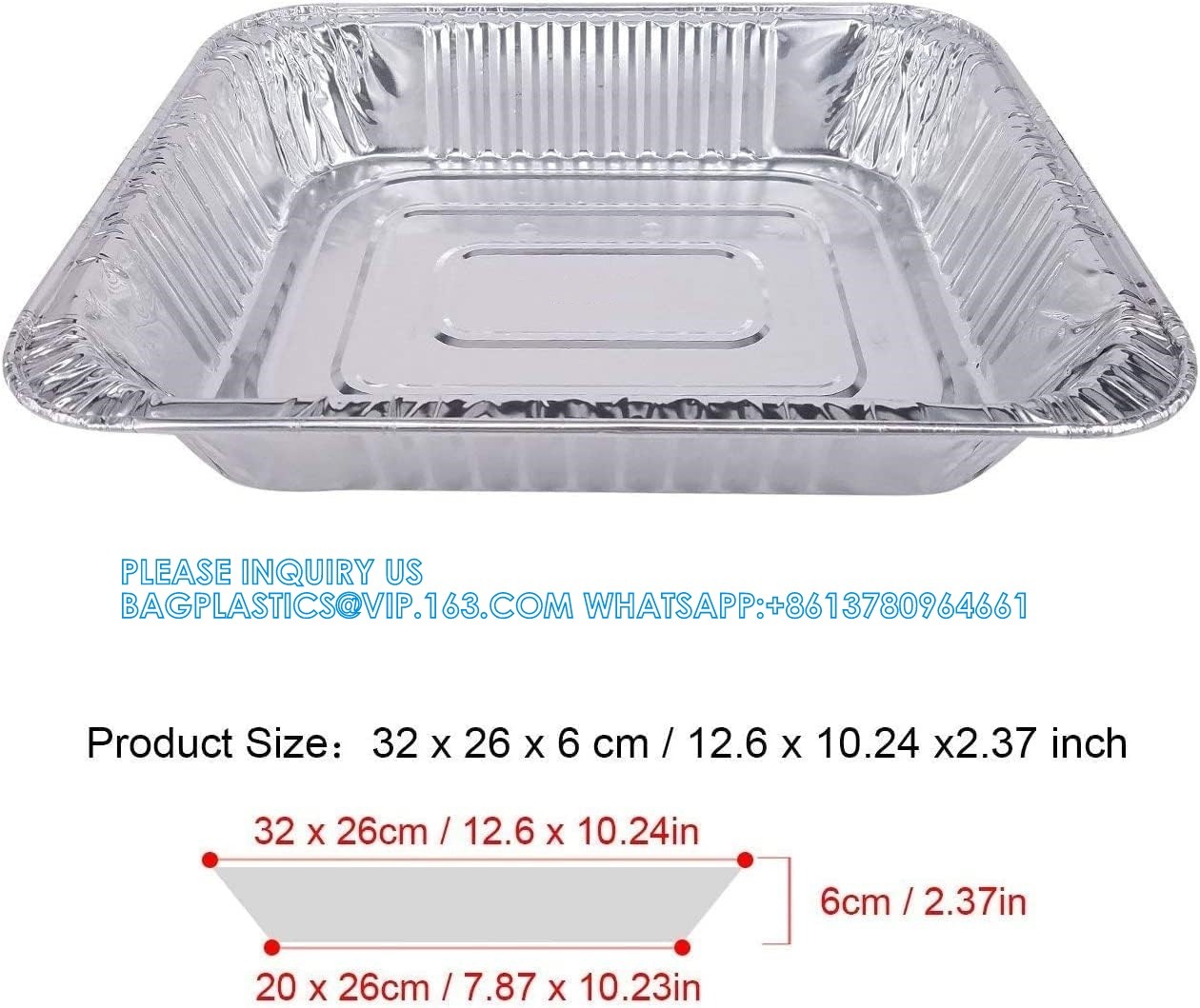 12.5inX10in/32X26cm Disposable Rectangle Large Aluminum Foil Trays Containers Baking Barbecues Turkey Chicken Beef