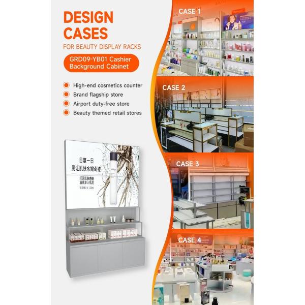GDR09-YB01 Retail Display Counter with 80mm Soft Film Light Box and LED Light Strips for Cosmetics Retail Stores