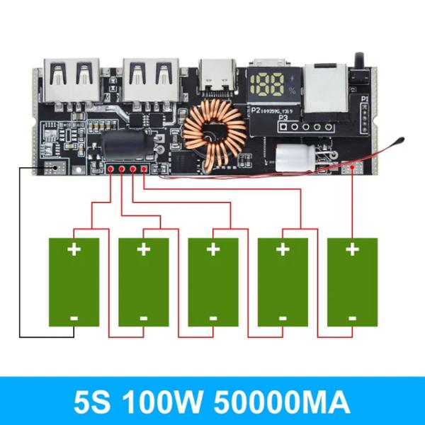 QC4.0 QC3.0 LED Dual USB PD Power Bank 18650 Charging Module with Temperature Control