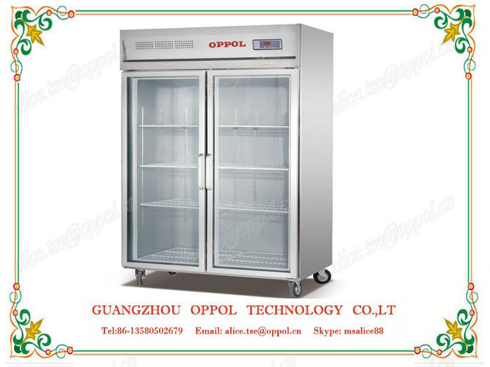 China OP-906 Vertical Single Temperature Double Glass Door Upright Display Freezer wholesale