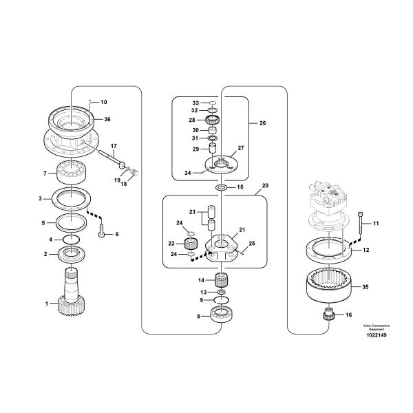 VOE14528725 SA7118-30200 Excavator Swing Gear Box Planet Carrier No.1 No.2 For Vo-lvo EC210B