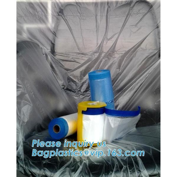 Pre-tapd paint masking film HDPE,Car paint repair masking film with tape, Hot sell masking film with adhesive tape, PAC