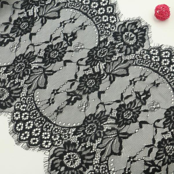 Beautiful Crochet Eyelash Lace Edge Ivory Black Color Double Side