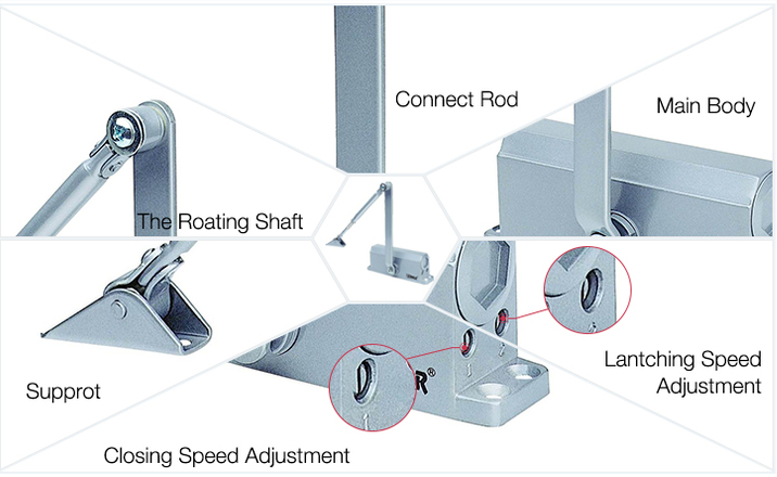 Hydraulic Automatic Door Closer Adjustment Hold Open For Sliding Door 100KG