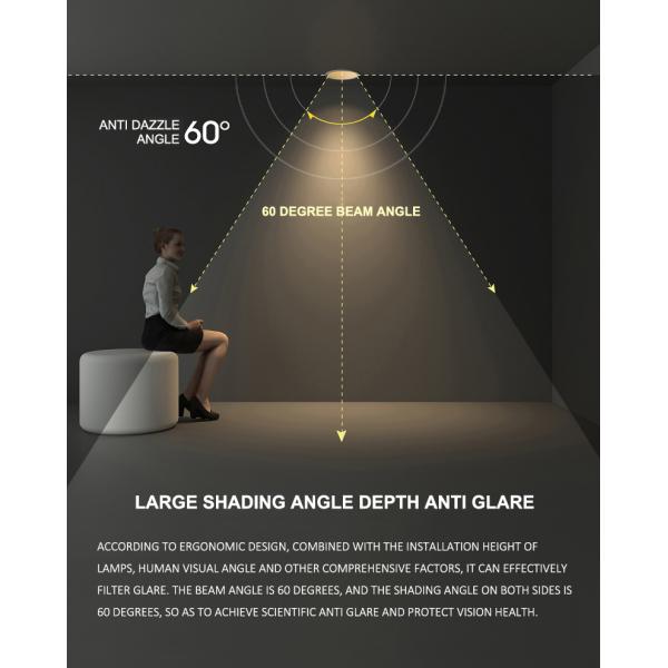 Anti Dazzle Round Recessed Downlight Ip44 6000K Embedded Ceiling Light