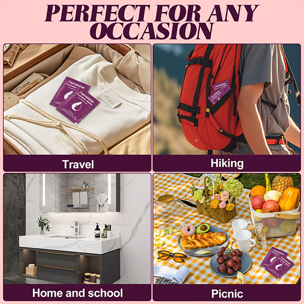 Customized scented On-The-Go Flushable pocket wipes for travel use