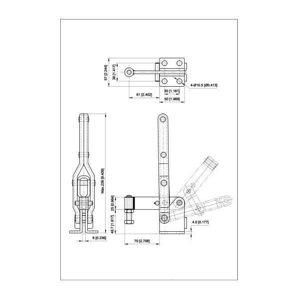 400KG 800LBS Capacity Shoemaking Insutry Vertical Handle Toggle Clamp