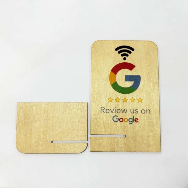 Google Review NFC Wood Stand Display Business Reviews Smart NFC Wooden Stand for Restaurant Wifi connection