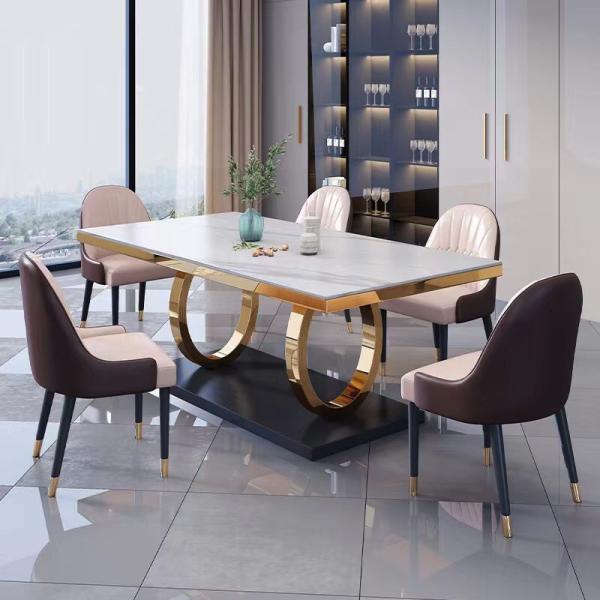 Durable Stainless Steel Marble Dining Table For Lasting Luxury