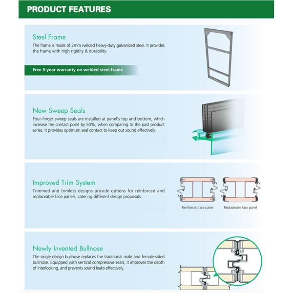 Multi Function Hall Automatic Room Dividers With Modern Design And Density 32kg/M2